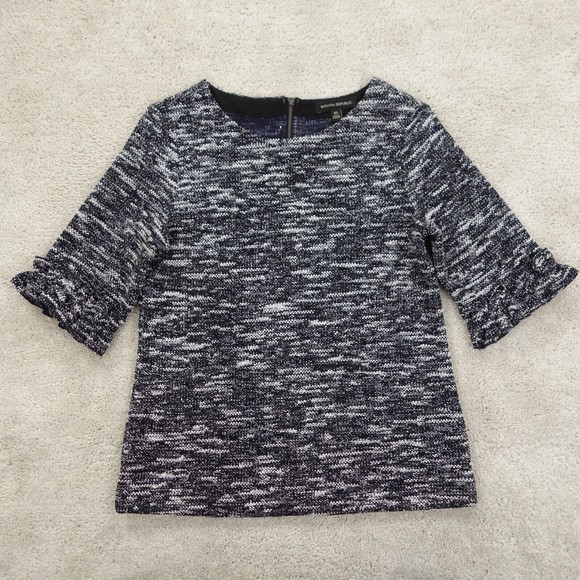 Banana Republic Top Womens Extra Small Blue Half Sleeve Round Neck Zipper Back - Picture 1 of 8